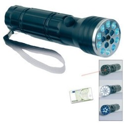 Linterna LED con luz UV y láser puntero