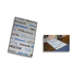 Alfombra de bienvenida en idiomas