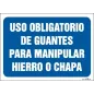 Uso de guantes para manipular hierro o chapa