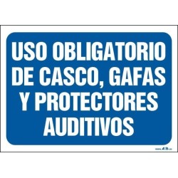 Uso obligatorio de casco, gafas y protectores auditivos