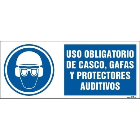 Uso obligatorio de casco, gafas y protectores auditívos