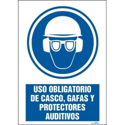 Uso obligatorio de casco, gafas y protectores auditívos