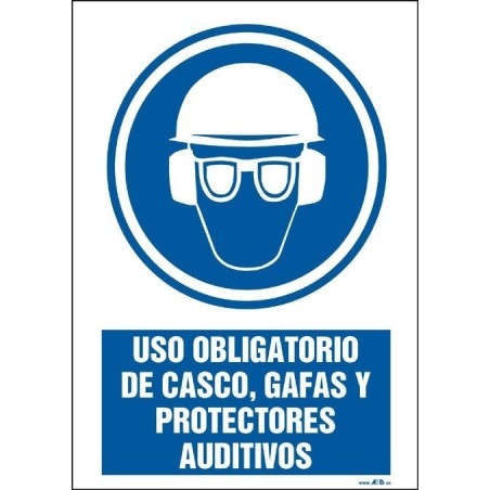Uso obligatorio de casco, gafas y protectores auditívos