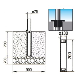 Mástil 3 piezas de aluminio anodizado