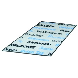Alfombra de bienvenida en idiomas