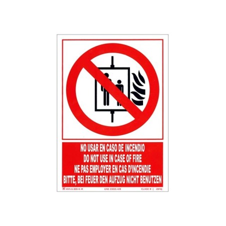 No usar ascensor en caso de incencio